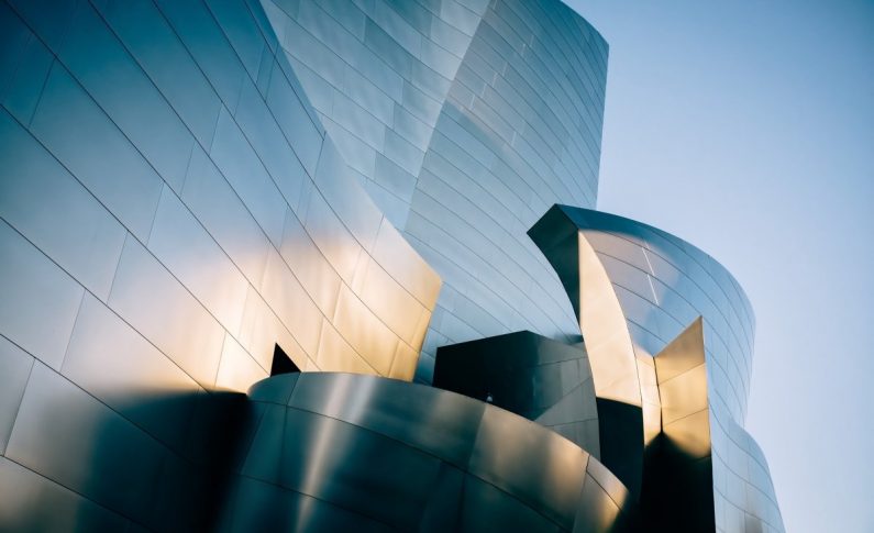 The Glossy Steel Facade of the Walt Disney Concert Hall