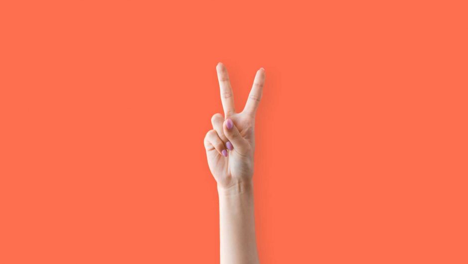 Peace Hand Sign Two Fingers Up Woman
