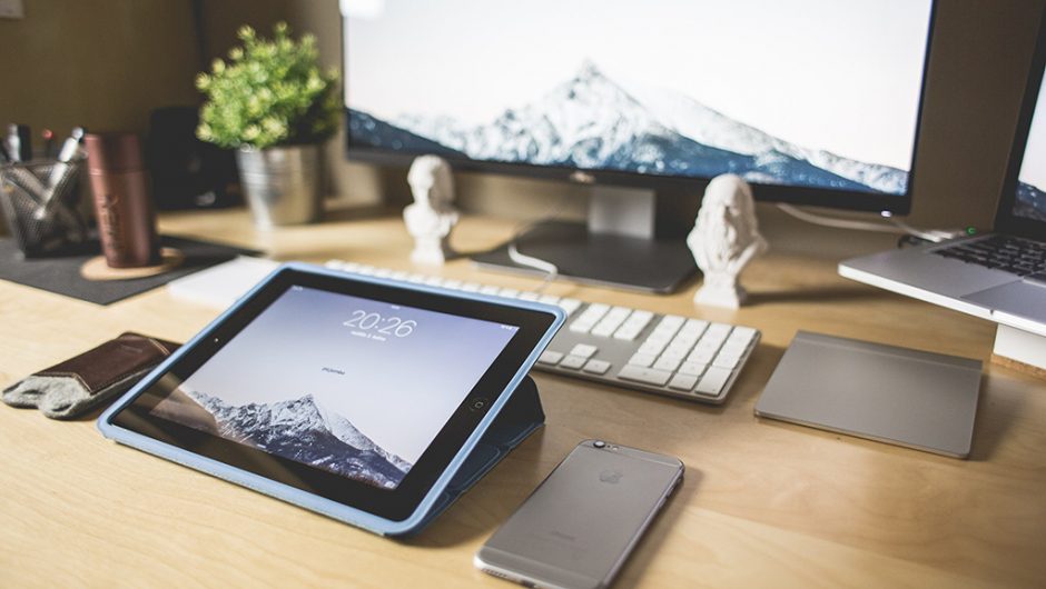 Clean Wooden Workspace Desk Setup